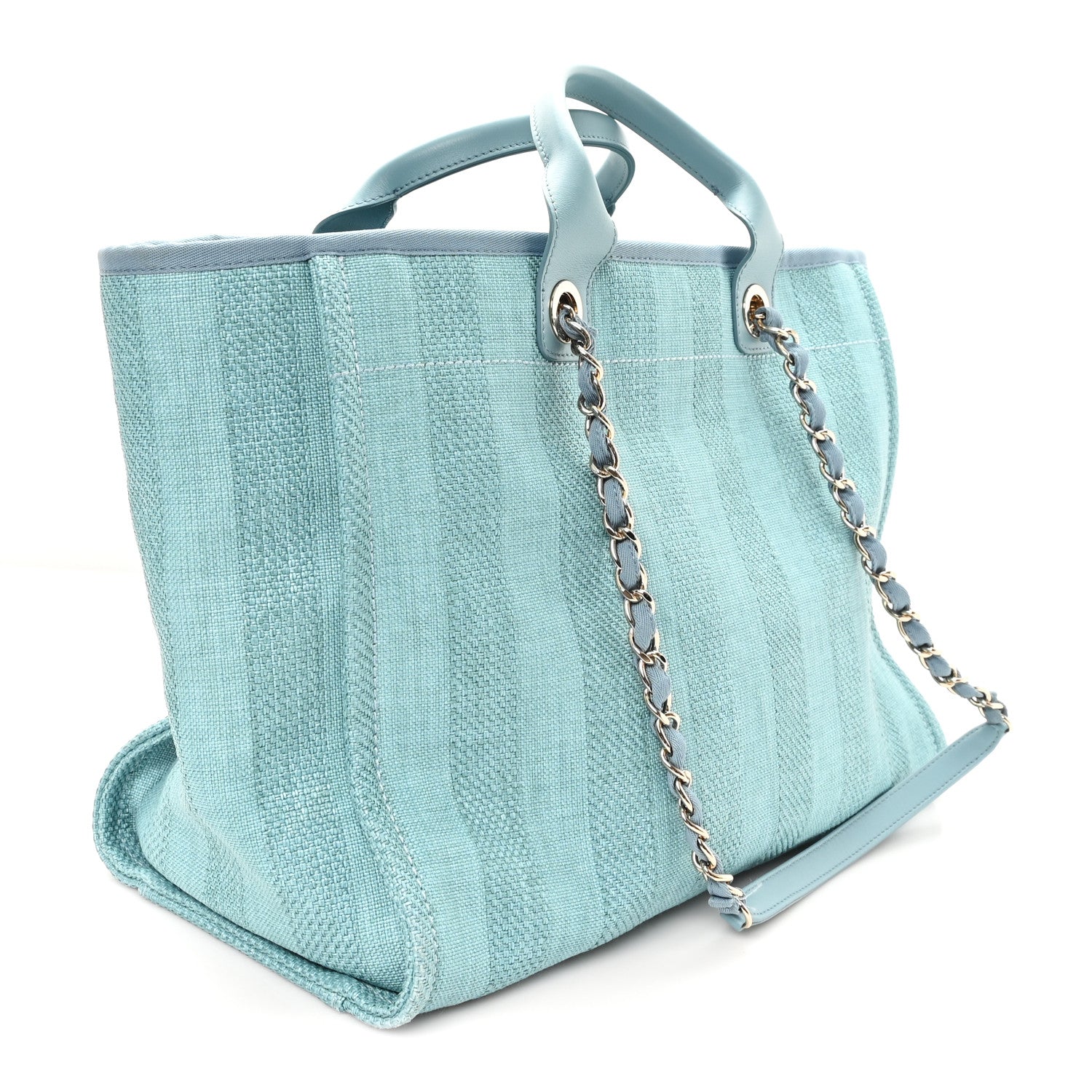 Chanel Mixed Fibers Striped Medium Deauville Tote Blue 2 of 11