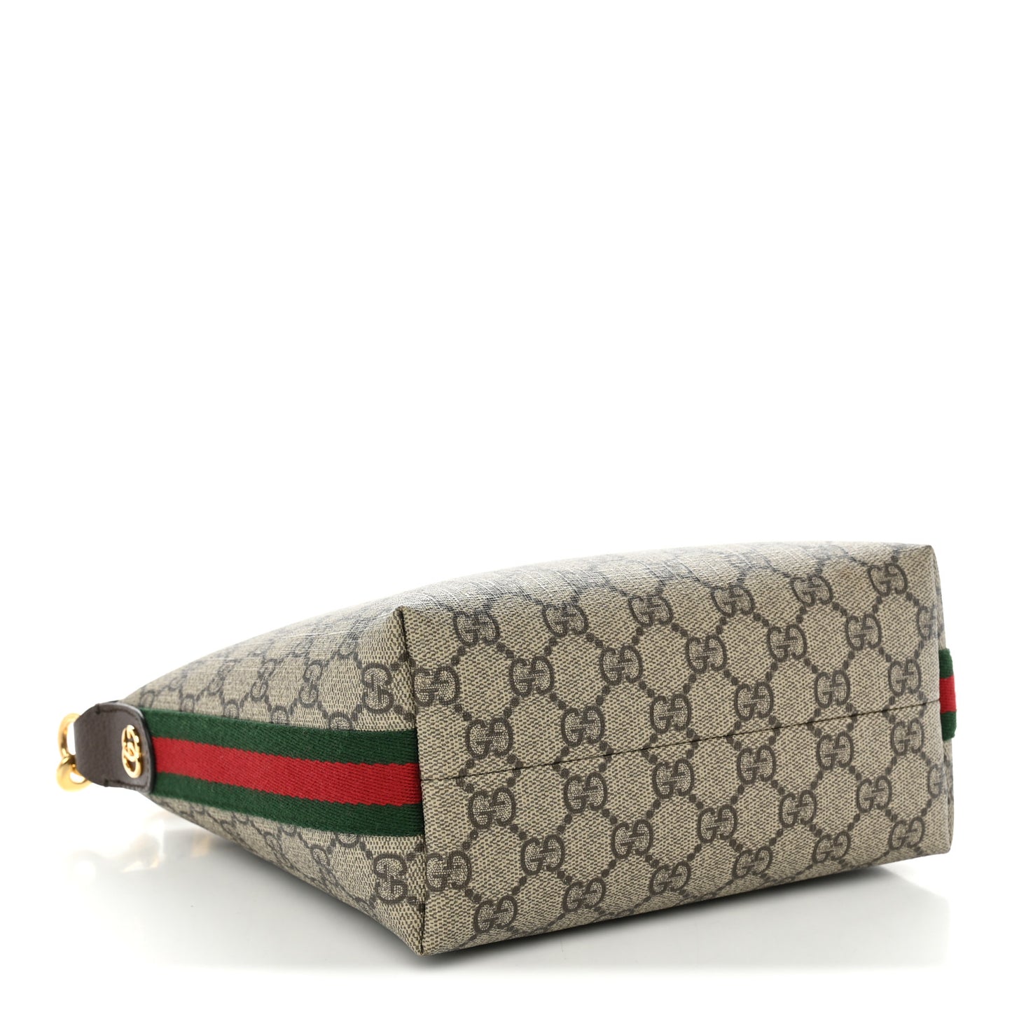 GG Supreme Monogram Textured Calfskin Web Super Mini Ophidia Shoulder Bag Beige Ebony New Acero