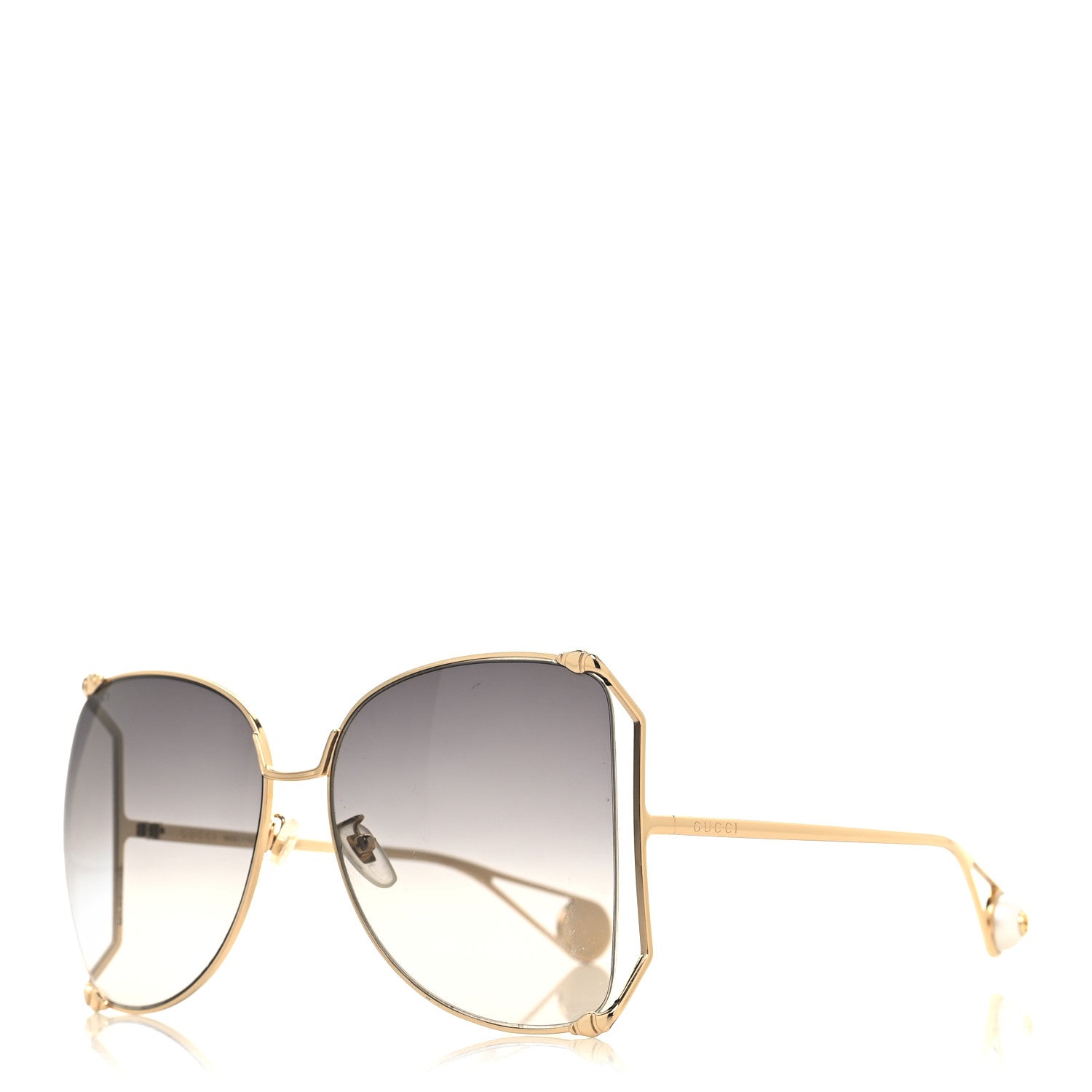 Gucci Oversized Round Sunglasses GG0252S Gold Brown 1 of 8