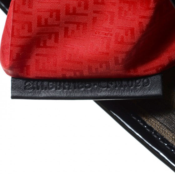 Zucca Spalmati Patent Baguette Print Medium Roll Tote Tobacco