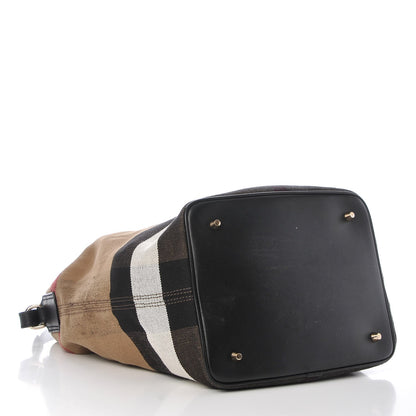 Burberry Canvas Mega Check Medium Ashby Hobo Black 5 of 9