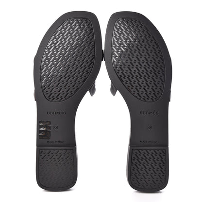 Hermes Rubber Aloha Sandals 38 Black 8 of 9