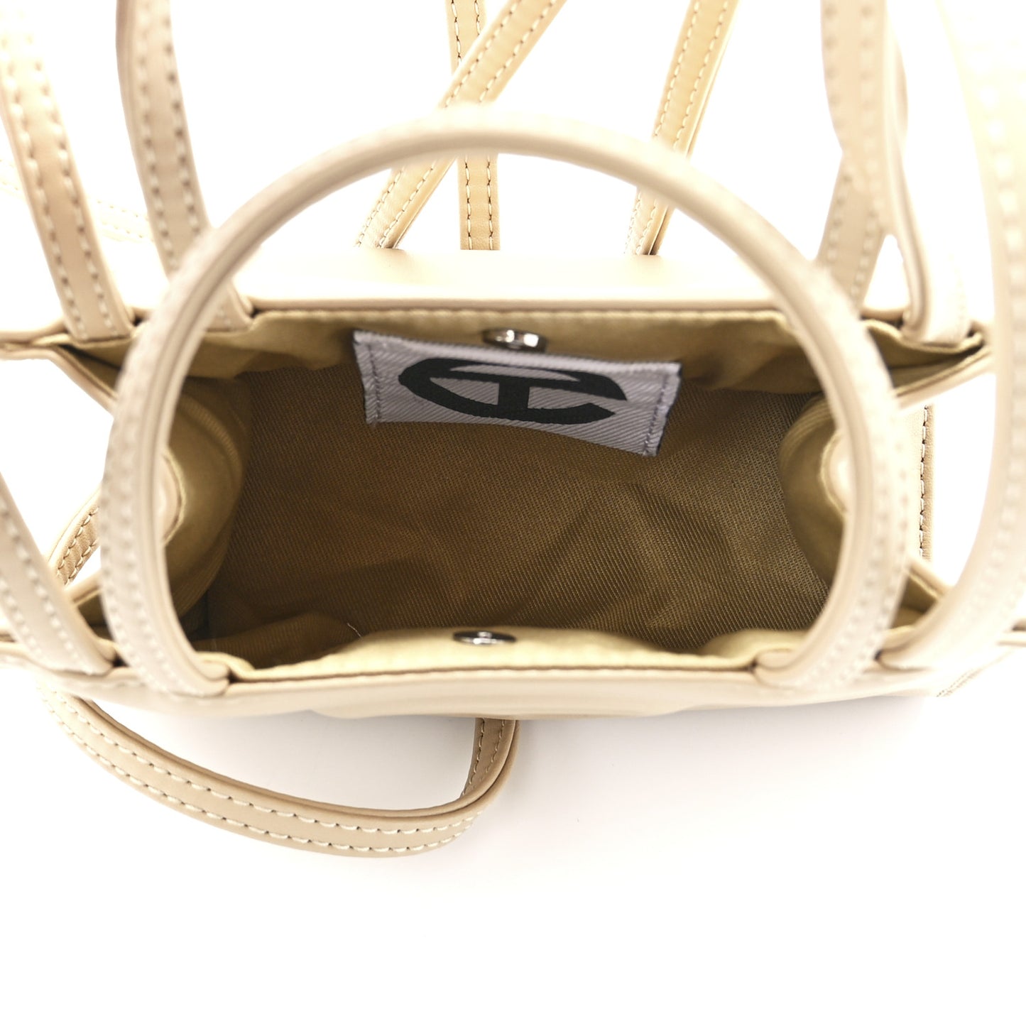 Vegan Leather Small Shopping Bag Cream