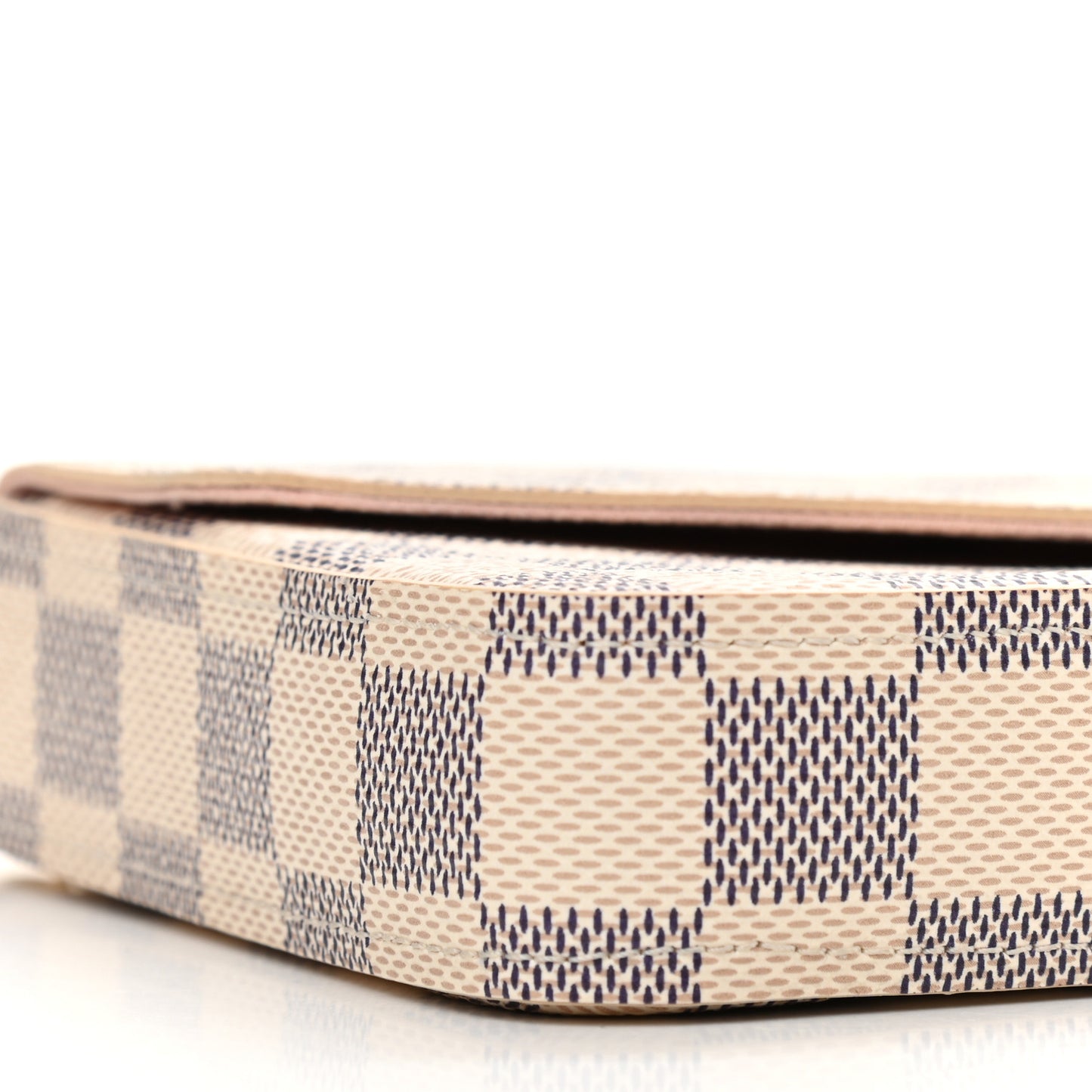 Damier Azur Pochette Felicie Chain Wallet Rose Ballerine