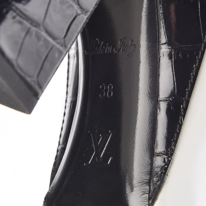 Louis Vuitton LOUIS VUITTON Calfskin Crocodile Embossed Matchmake Pumps 38 Black White 15 of 19