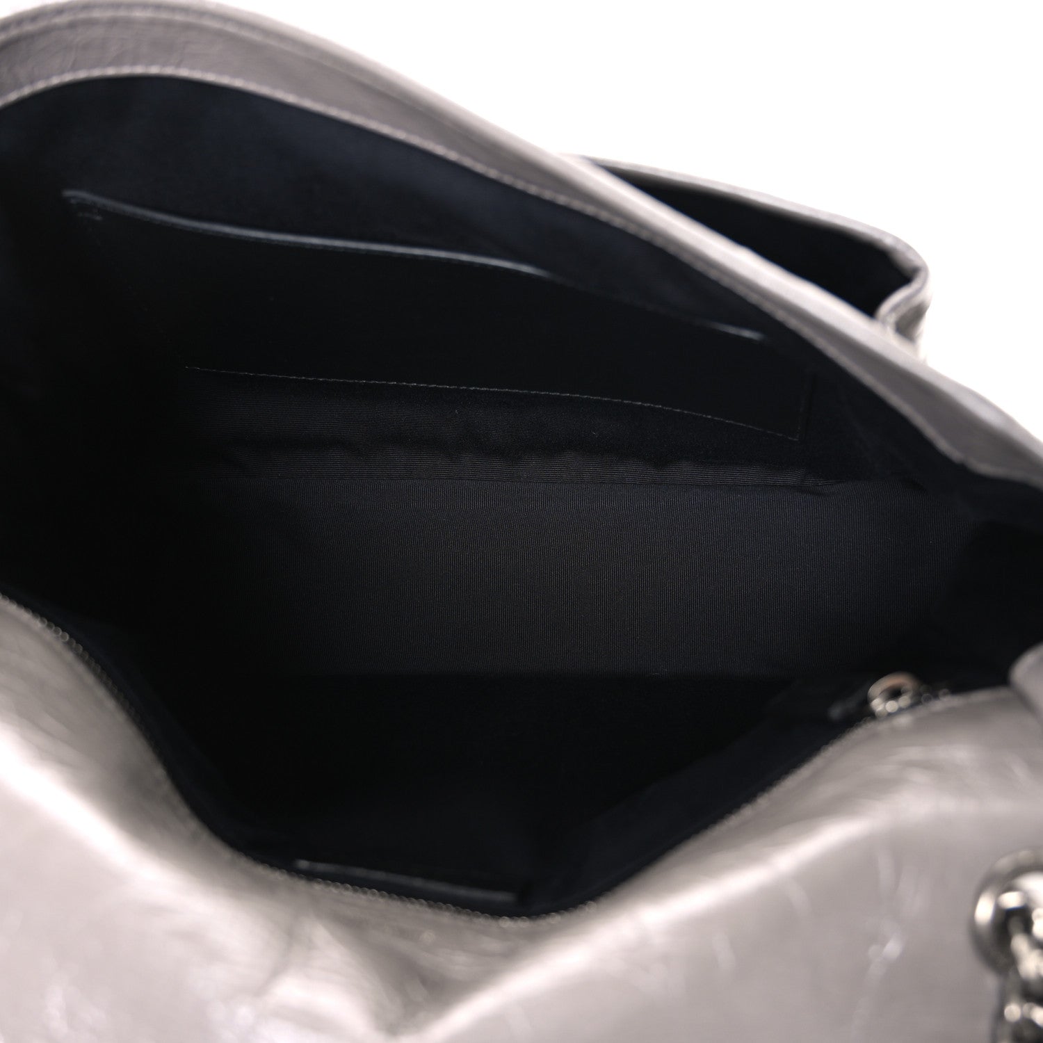 Saint Laurent Crinkled Calfskin Matelasse Monogram Large Niki Chain Satchel Fog 5 of 10