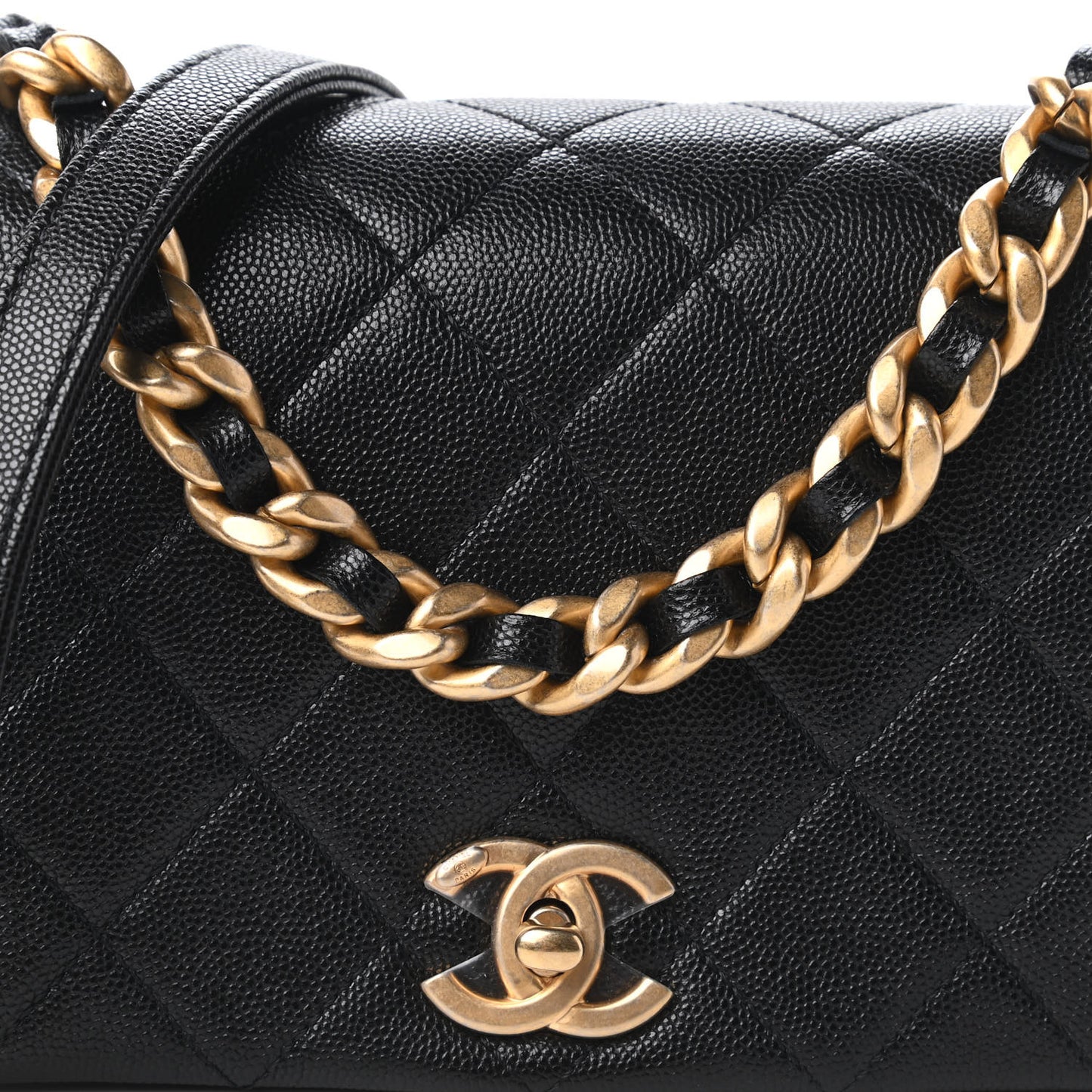 Caviar Quilted Small Fashion Therapy Flap Bag Black