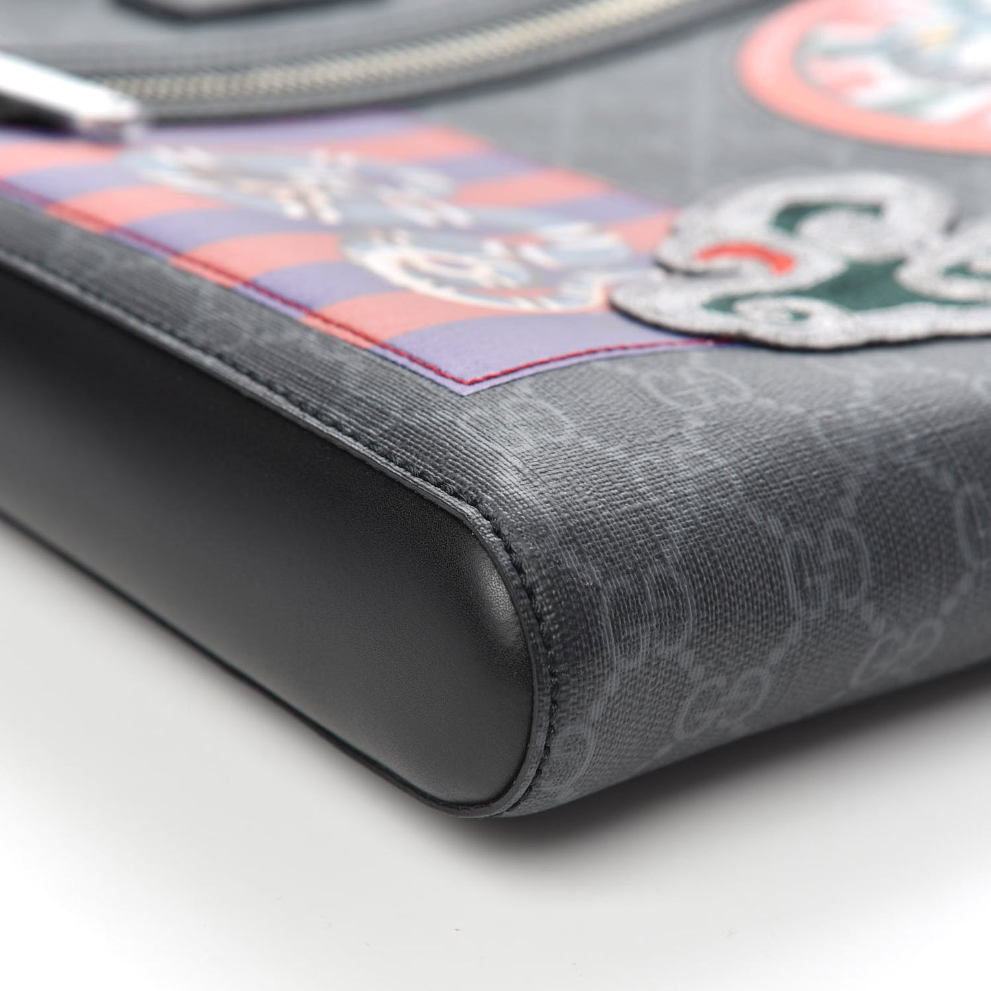 GG Supreme Monogram Night Courrier Flat Messenger Bag Black Multicolor