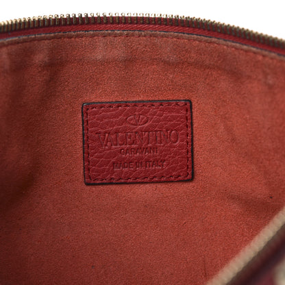 Valentino Garavani Pebbled Calfskin Large Rockstud Zip Pouch Rosso Valentino 8 of 12