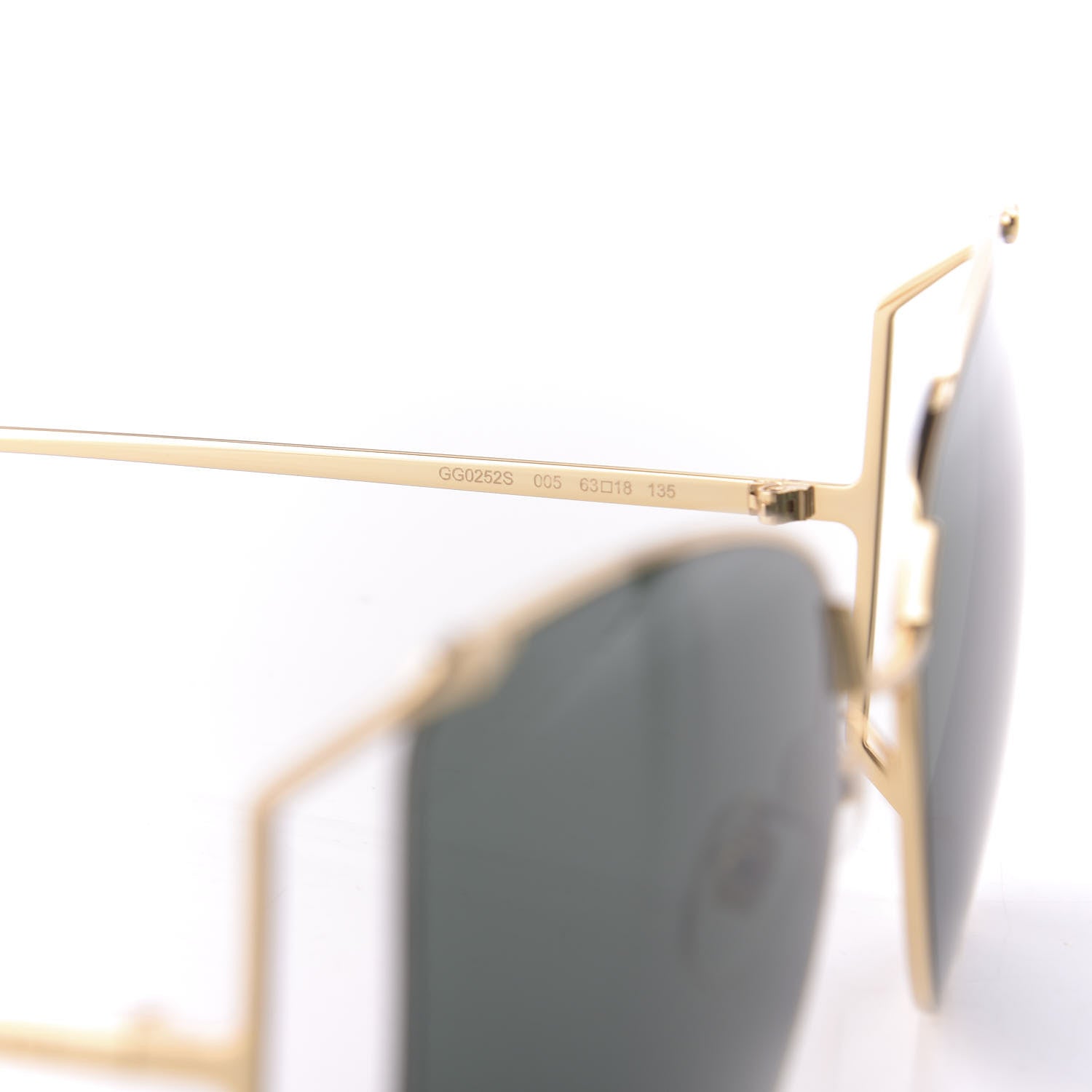 Gucci Oversized Round Sunglasses GG0252S Gold 6 of 9
