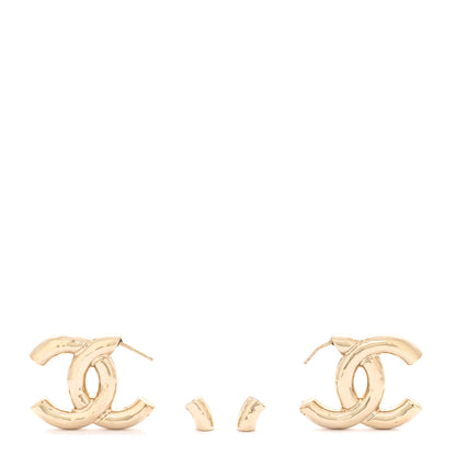Chanel Metal Large CC Earrings Light Gold 3 of 5
