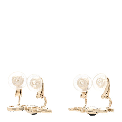 Chanel Metal Crystal Enamel CC Clip On Earrings Black 3 of 5