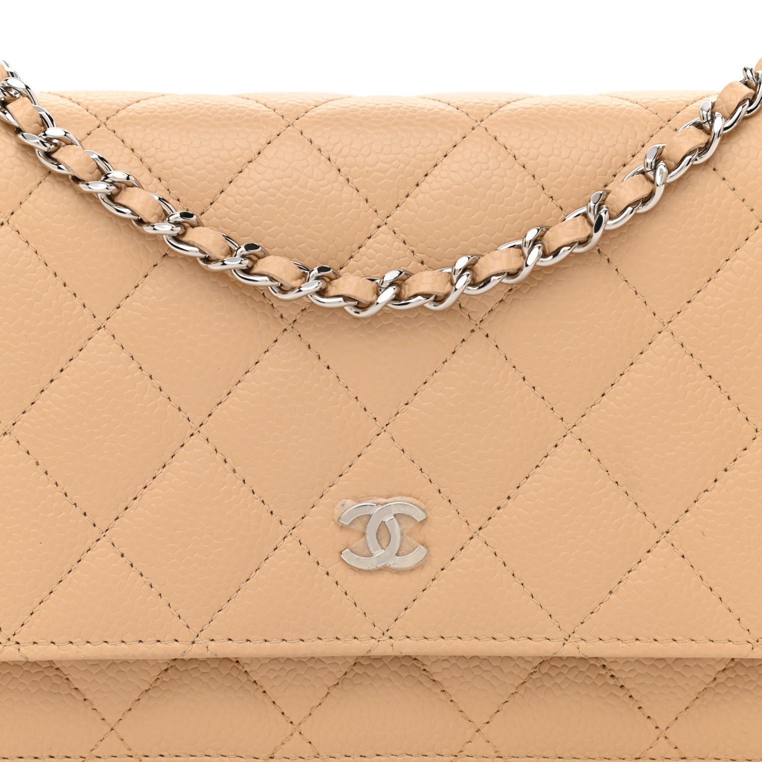 Chanel Caviar Quilted Wallet On Chain WOC Beige 9 of 12