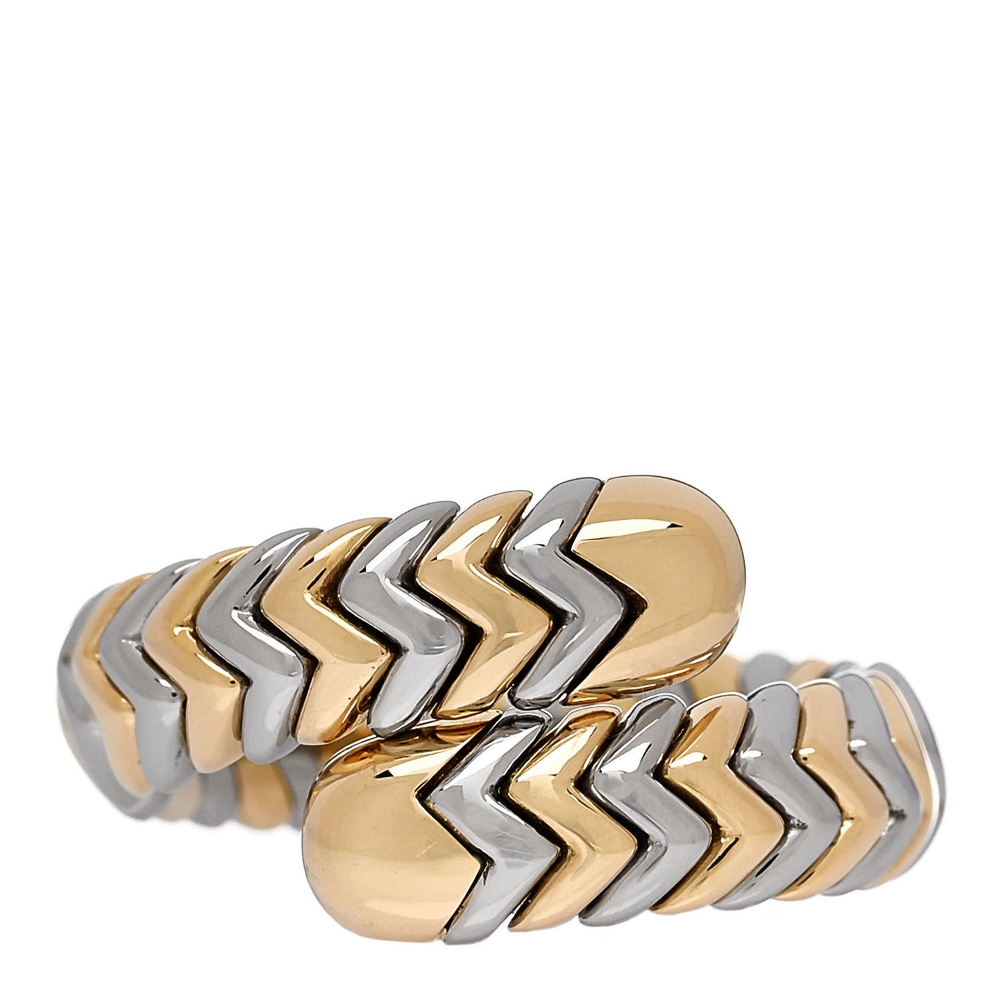 18K Yellow Gold Stainless Steel Spiga Tubogas Ring 54 6.75