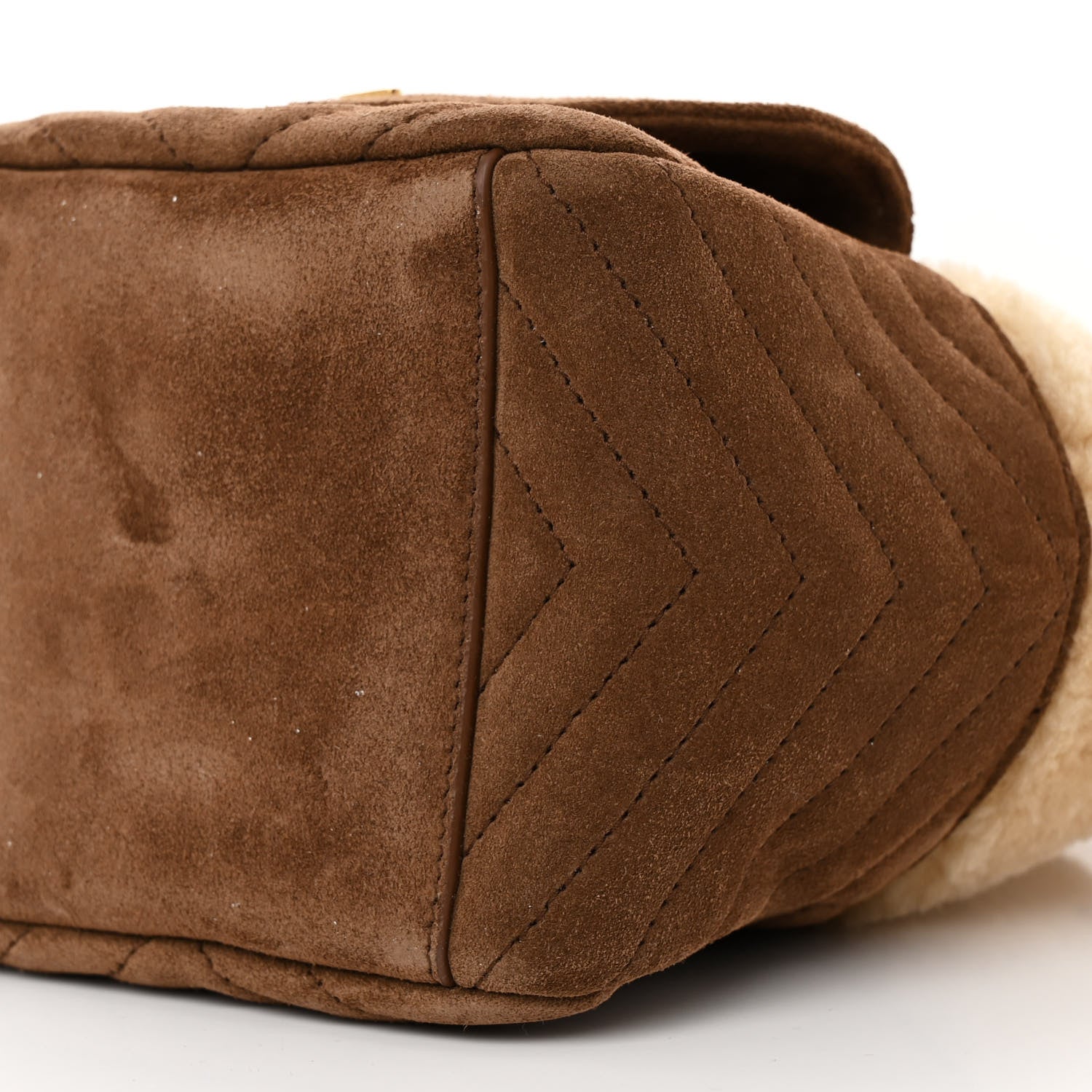 Saint Laurent Shearling Suede Monogram Joe Nano Bucket Bag Natural Beige 10 of 10