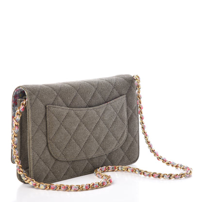 Chanel Canvas Quilted Coco Cuba Charms Wallet On Chain WOC Khaki 3 of 10
