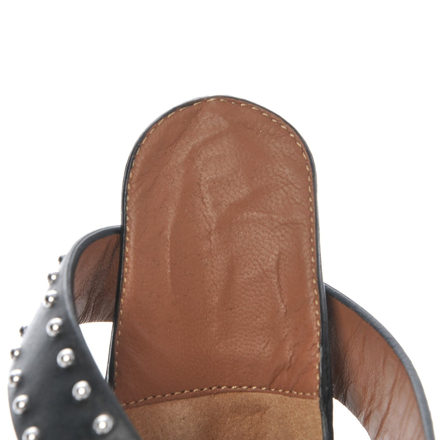 Calfskin Studded Elegant Flat Sandals 36.5 Black