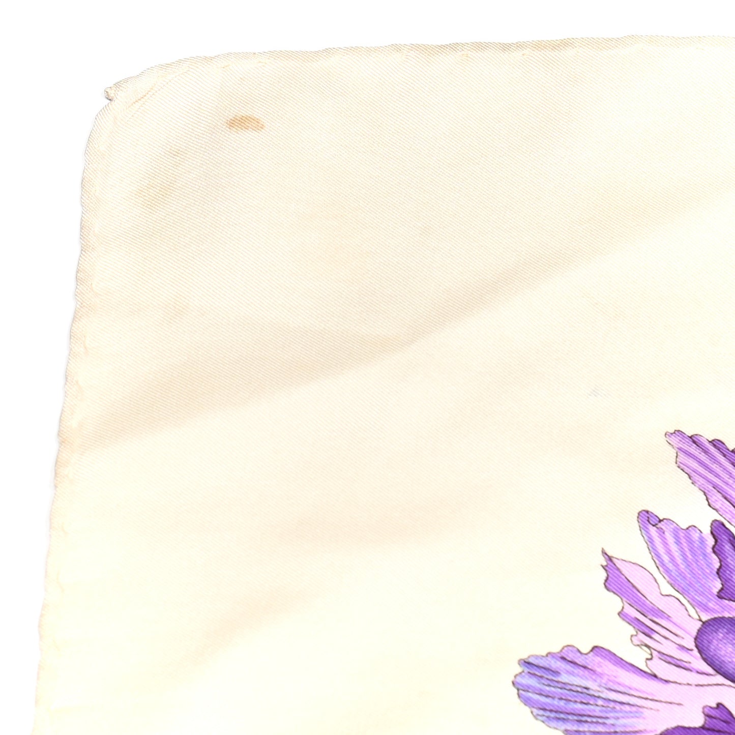 Silk Twill Flora Square Scarf White