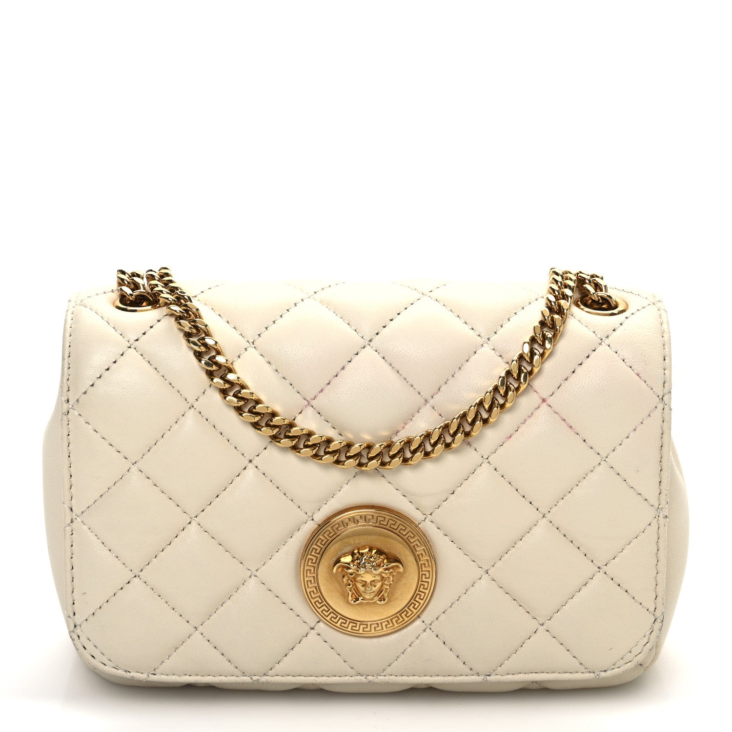 Versace Nappa Quilted Small Medusa Chain Crossbody White 1 of 12