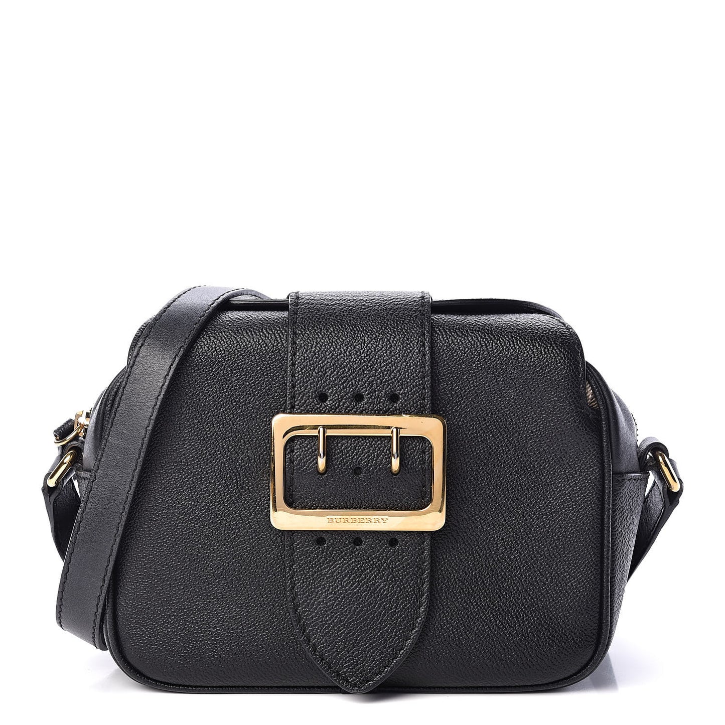 Soft Grain Calfskin Small Buckle Zip Bag Black