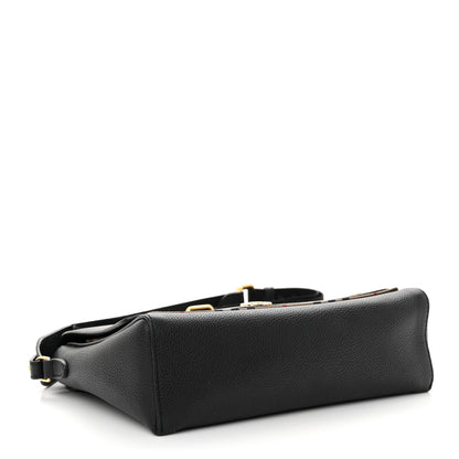 Burberry Grainy Calfskin Vintage Check Note Crossbody Bag Black 4 of 13