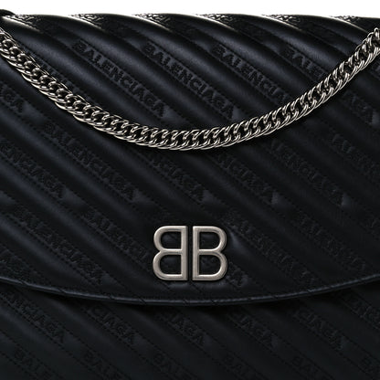 Balenciaga Calfskin Logo Matelasse Large BB Flap Chain Shoulder Bag Black 8 of 10