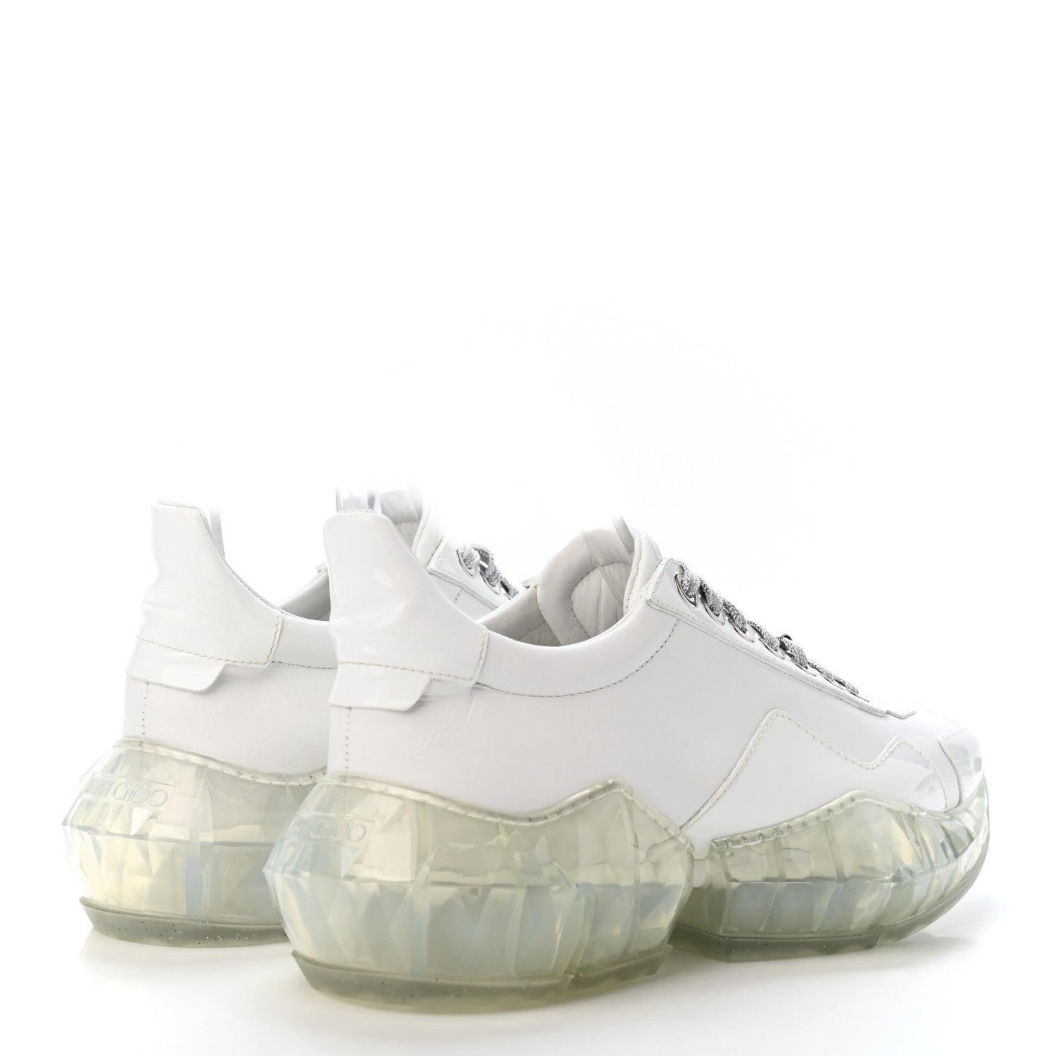 Jimmy Choo Calfskin Womens Diamond Low Top Sneaker 37 White 3 of 4