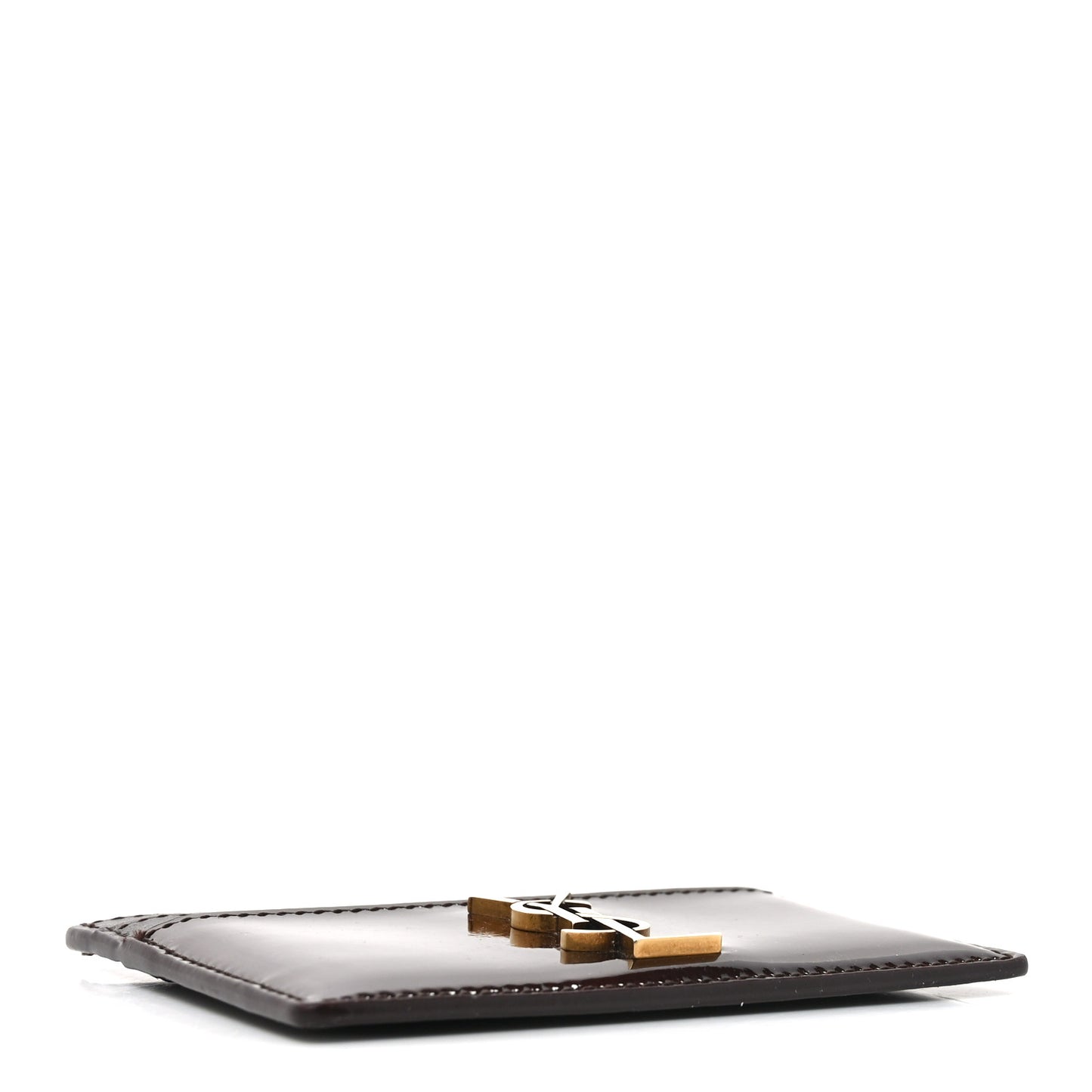Patent Calfskin Monogram Credit Card Case Spicy Chocolate