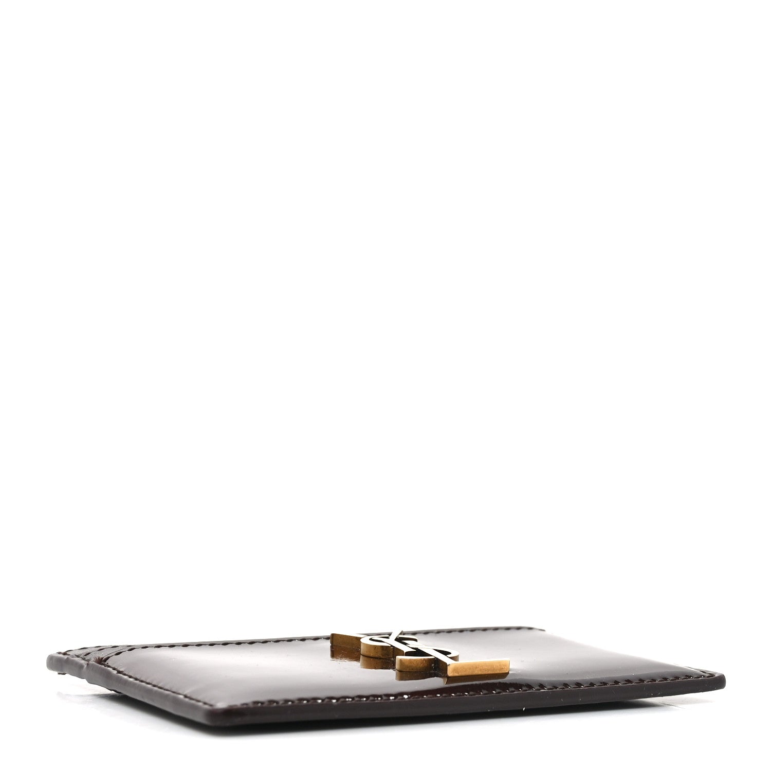 Saint Laurent Patent Calfskin Monogram Credit Card Case Spicy Chocolate 4 of 6