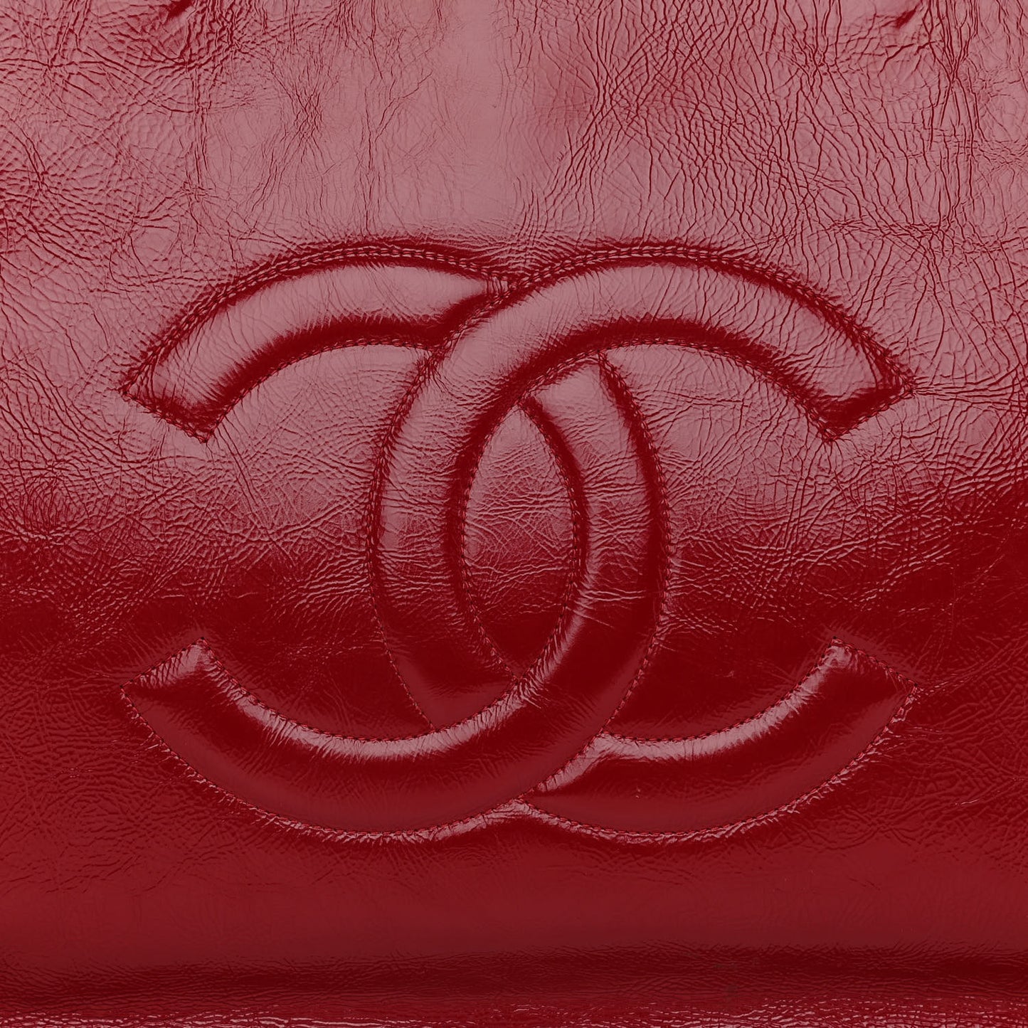 Shiny Aged Calfskin Shopping Bag Red