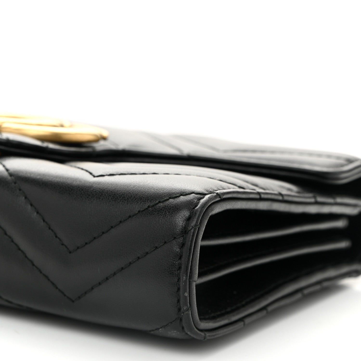 Gucci Calfskin Matelasse GG Marmont Chain Wallet Black 10 of 12