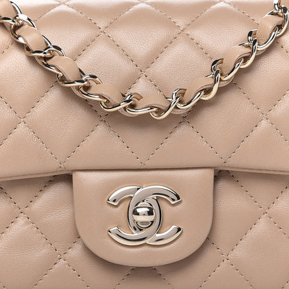 Chanel Lambskin Quilted Mini Rectangular Flap Dark Beige 10 of 12