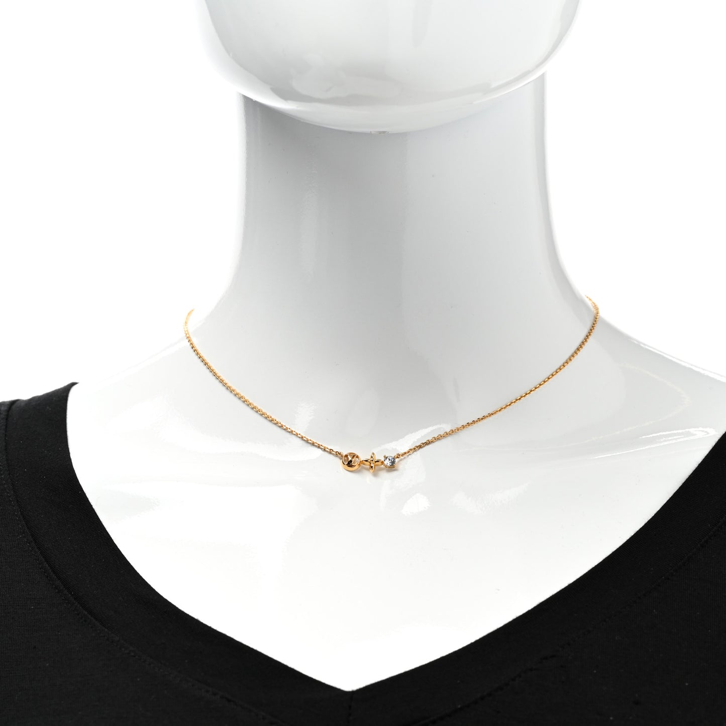 Metal Crystal Petite Louis Necklace Gold