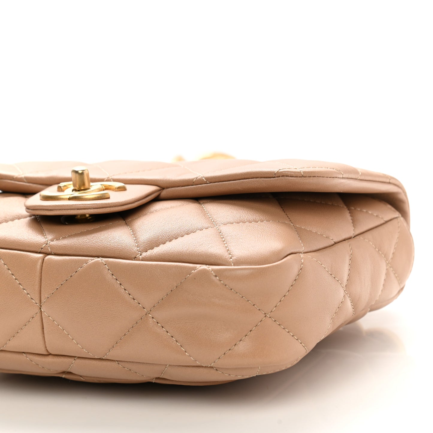 Lambskin Quilted Small CC Funky Town Flap Beige