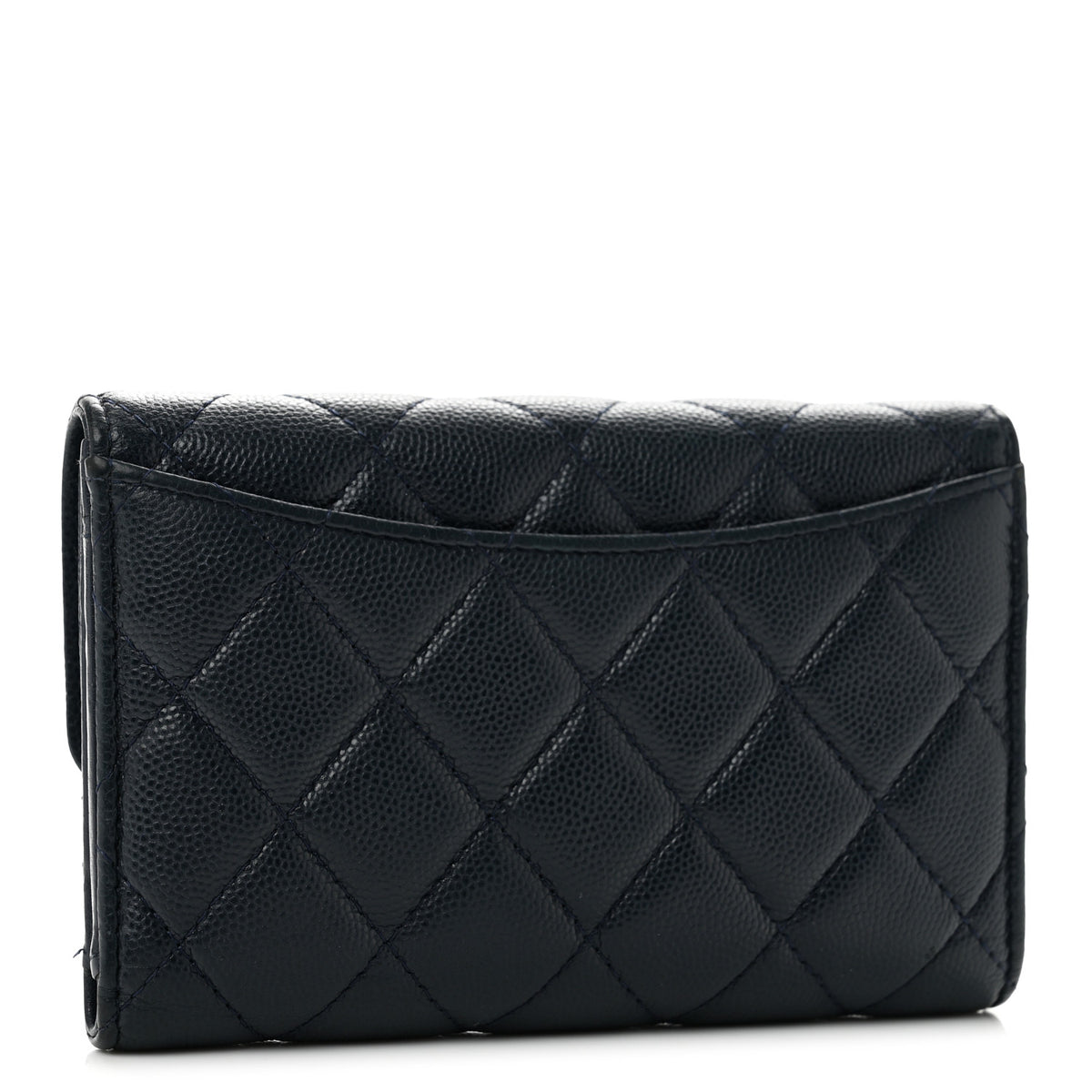 Chanel Caviar Quilted Medium Flap Wallet Dark Blue 3 of 10
