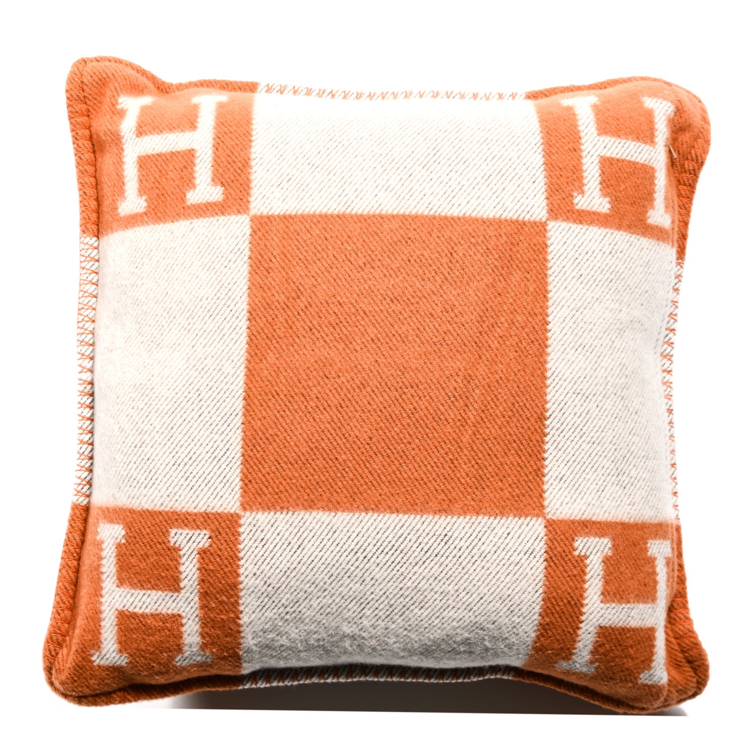 Hermes Wool Cashmere Avalon Pillow PM Ecru Potiron 2 of 3