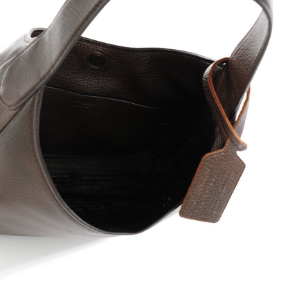 Prada Cervo Deerskin Zipper Detail Hobo Bruciato 2 of 7