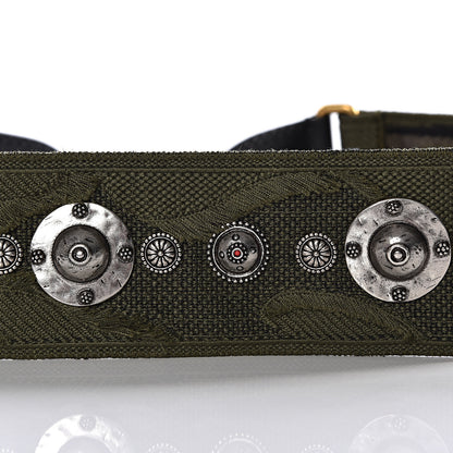 Christian Dior Canvas Embroidered Studded Camouflage Shoulder Strap Vert Multicolor 9 of 11