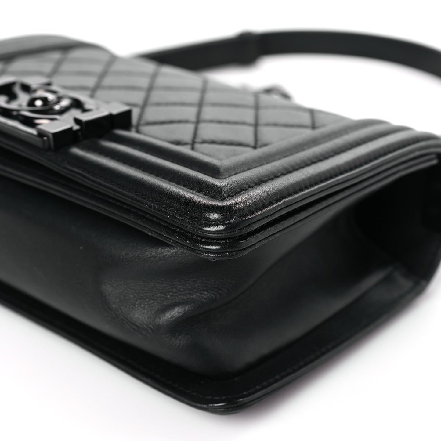 Calfskin Quilted Small Boy Flap So Black