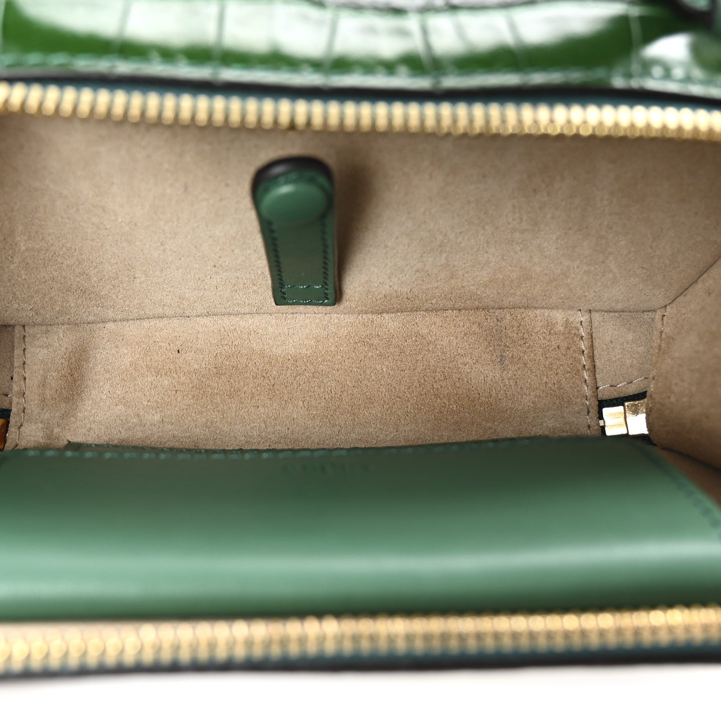 Calfskin Crocodile Embossed Mini C Vanity Bag Woodsy Green