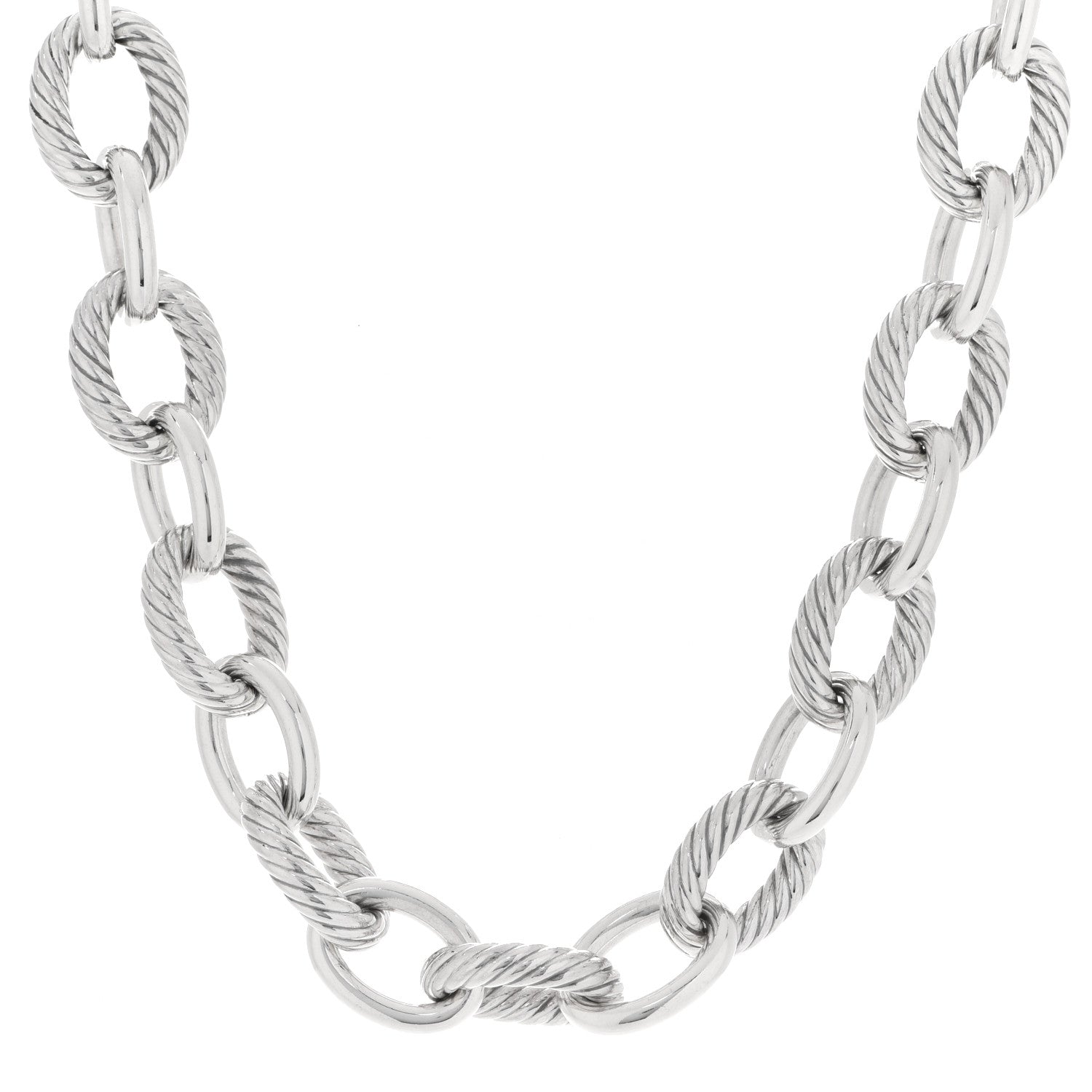 David Yurman Sterling Silver 16mm Large Oval Link Necklace 1 of 6