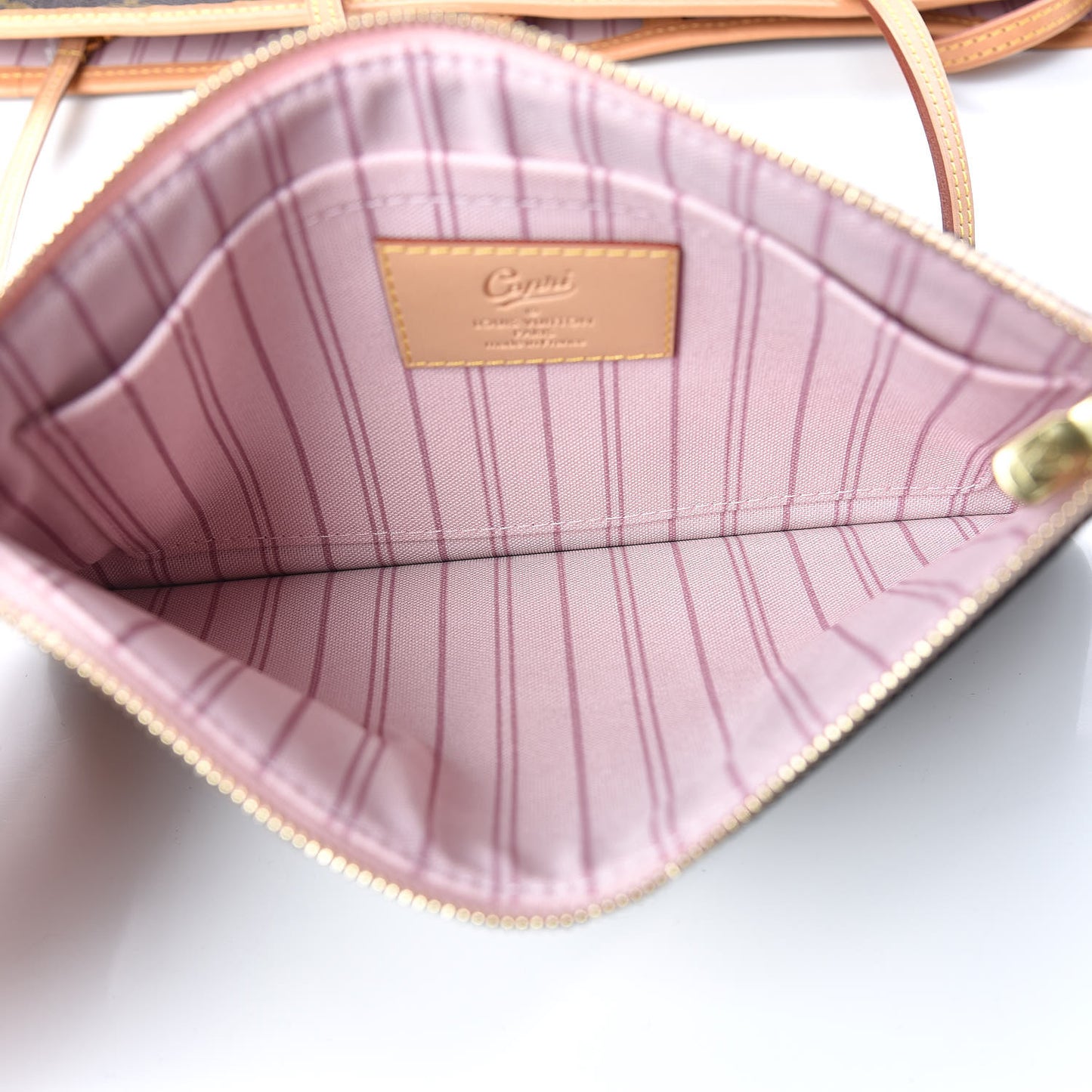 Monogram Capri V Neverfull MM Rose Ballerine