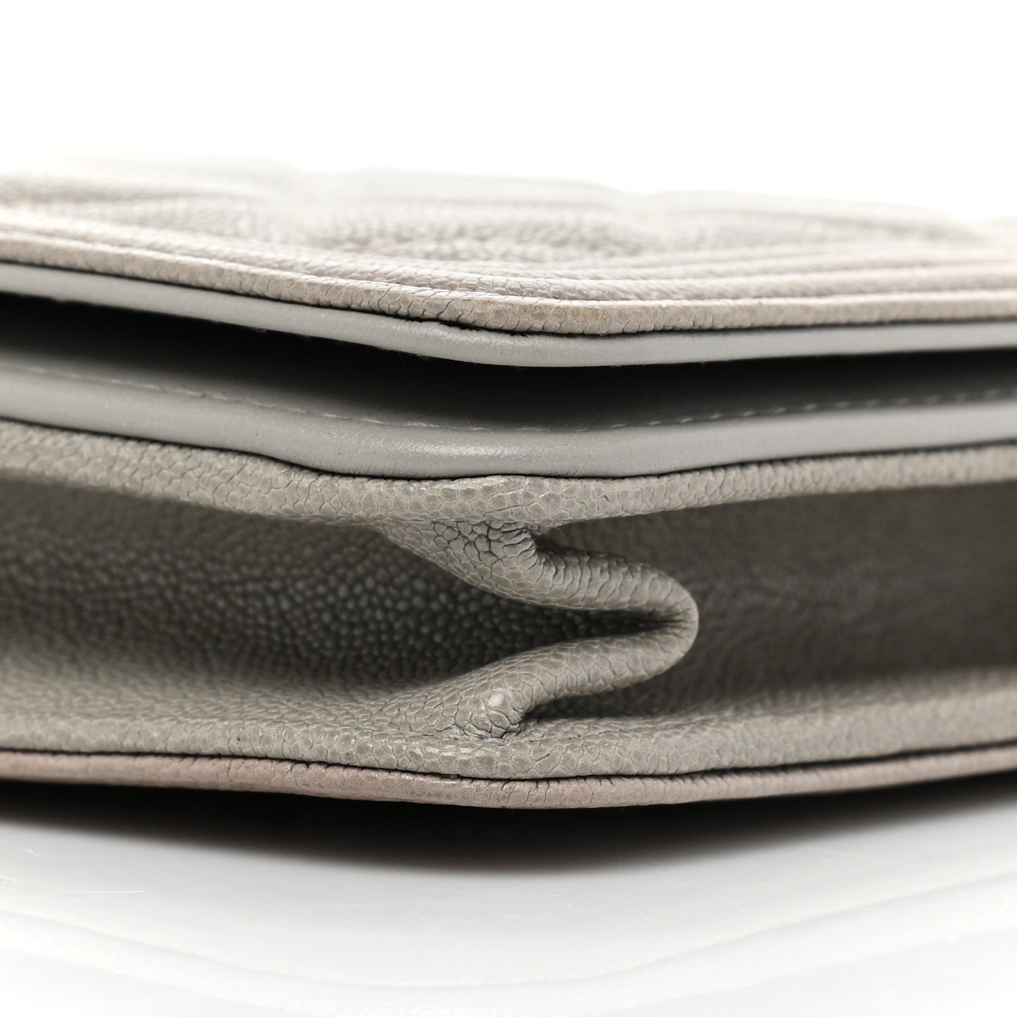 Caviar Quilted Boy Wallet On Chain WOC Grey