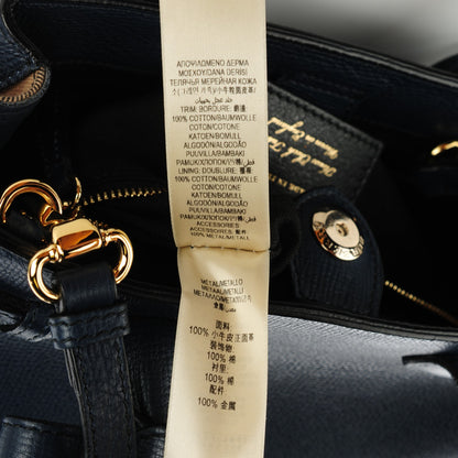Burberry Grainy Calfskin House Check Small Banner Tote Ink Blue 8 of 9