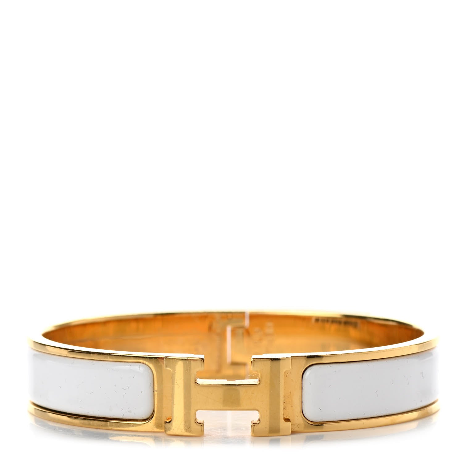 Hermes Enamel Narrow Clic Clac H Bracelet PM White 1 of 4