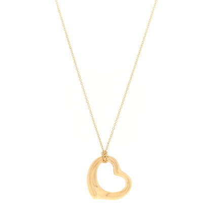 Tiffany 18K Yellow Gold 22mm Elsa Peretti Open Heart Pendant Necklace 1 of 6