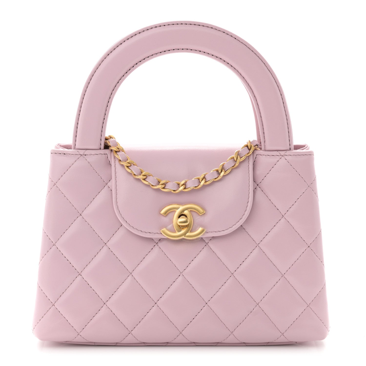 Chanel Shiny Aged Calfskin Quilted Nano Kelly Shopper Pink 1 of 11