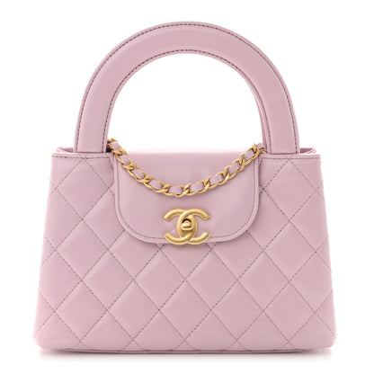 Chanel Shiny Aged Calfskin Quilted Nano Kelly Shopper Pink 1 of 11