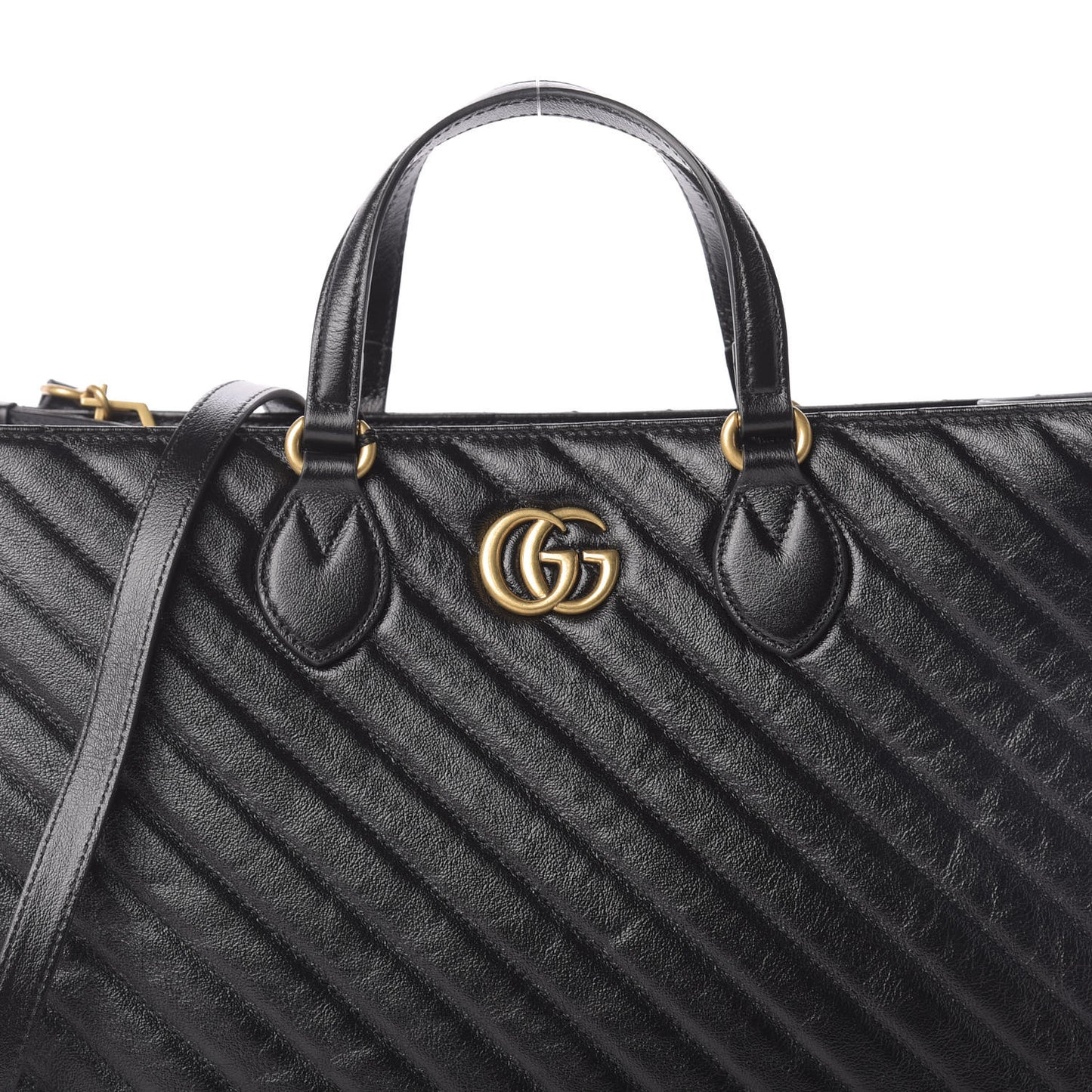 Azalea Calfskin Matelasse Diagonal GG Marmont Tote Bag Black