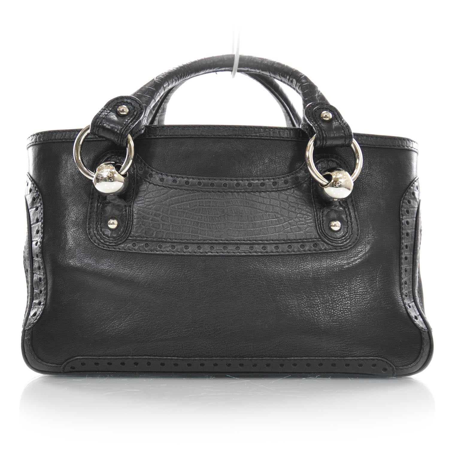 Celine Crocodile Embossed Leather Boogie Satchel Black 1 of 10